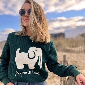 Puppie Love Chenille Forest Green sweater